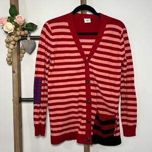 Cabi Style‎ 5446 Long Sleeve Red Striped Picnic Cardigan Size Small
